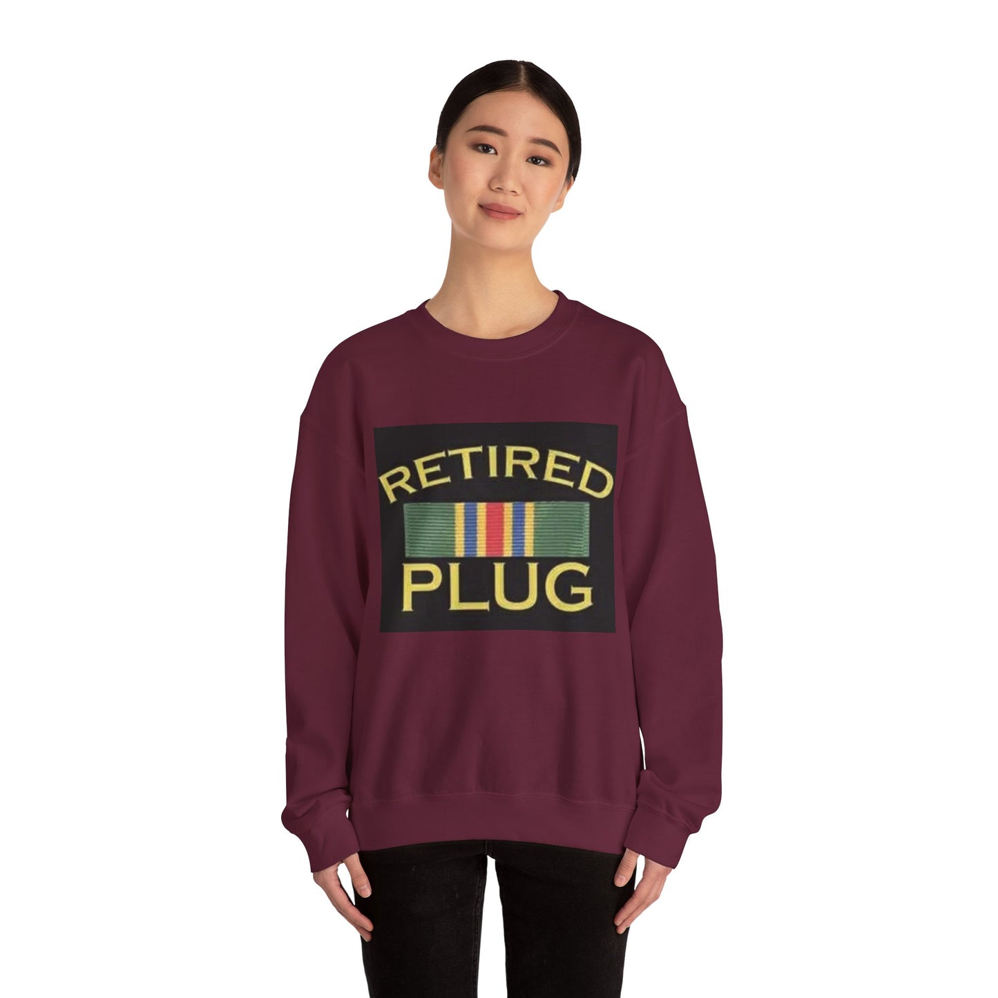Retired Plug Sweatshirt, Unisex Crewneck, Funny Gift for Retiree, Casual Wear, Comfortable Loungewear, Gift for Veterans
