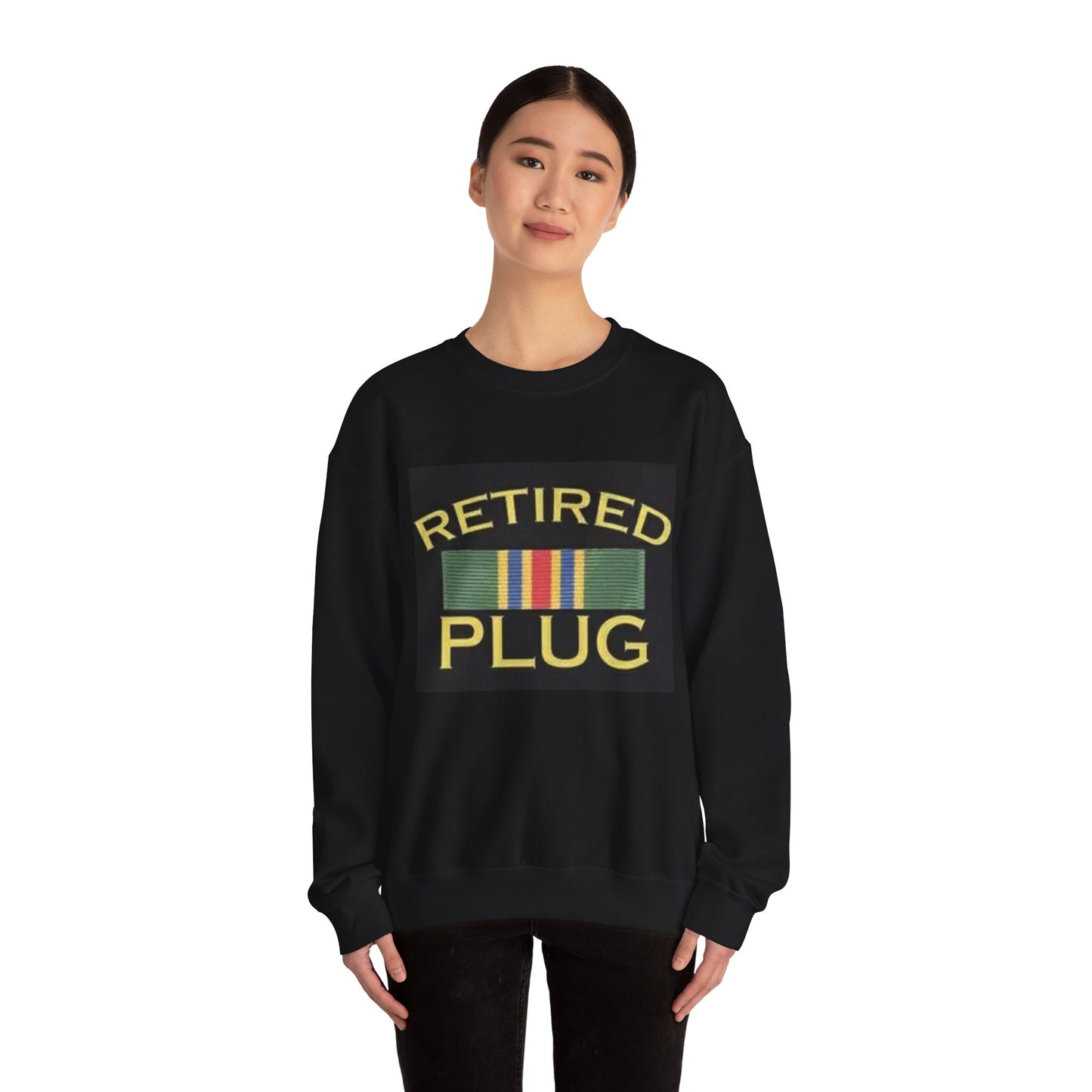 Retired Plug Sweatshirt, Unisex Crewneck, Funny Gift for Retiree, Casual Wear, Comfortable Loungewear, Gift for Veterans