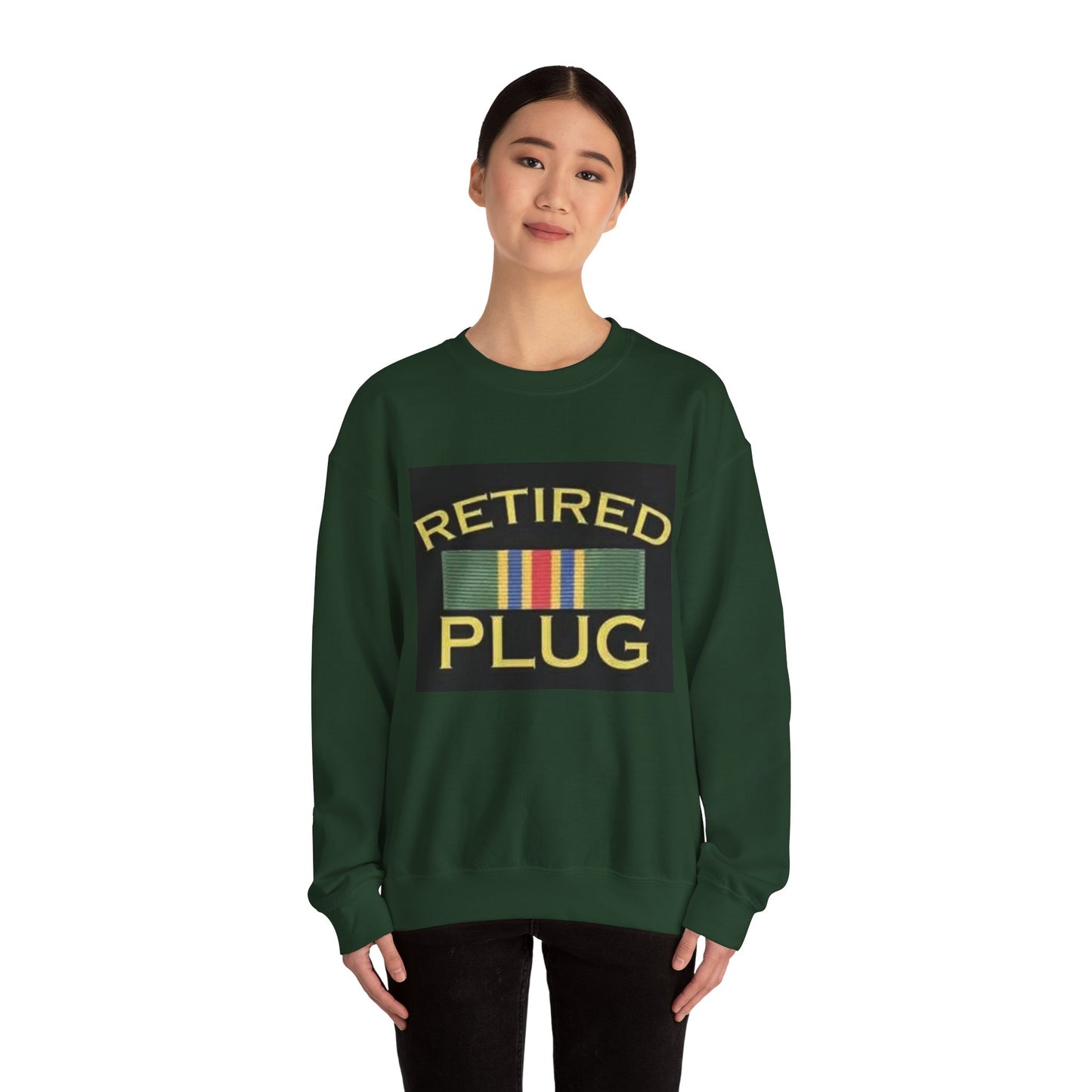 Retired Plug Sweatshirt, Unisex Crewneck, Funny Gift for Retiree, Casual Wear, Comfortable Loungewear, Gift for Veterans