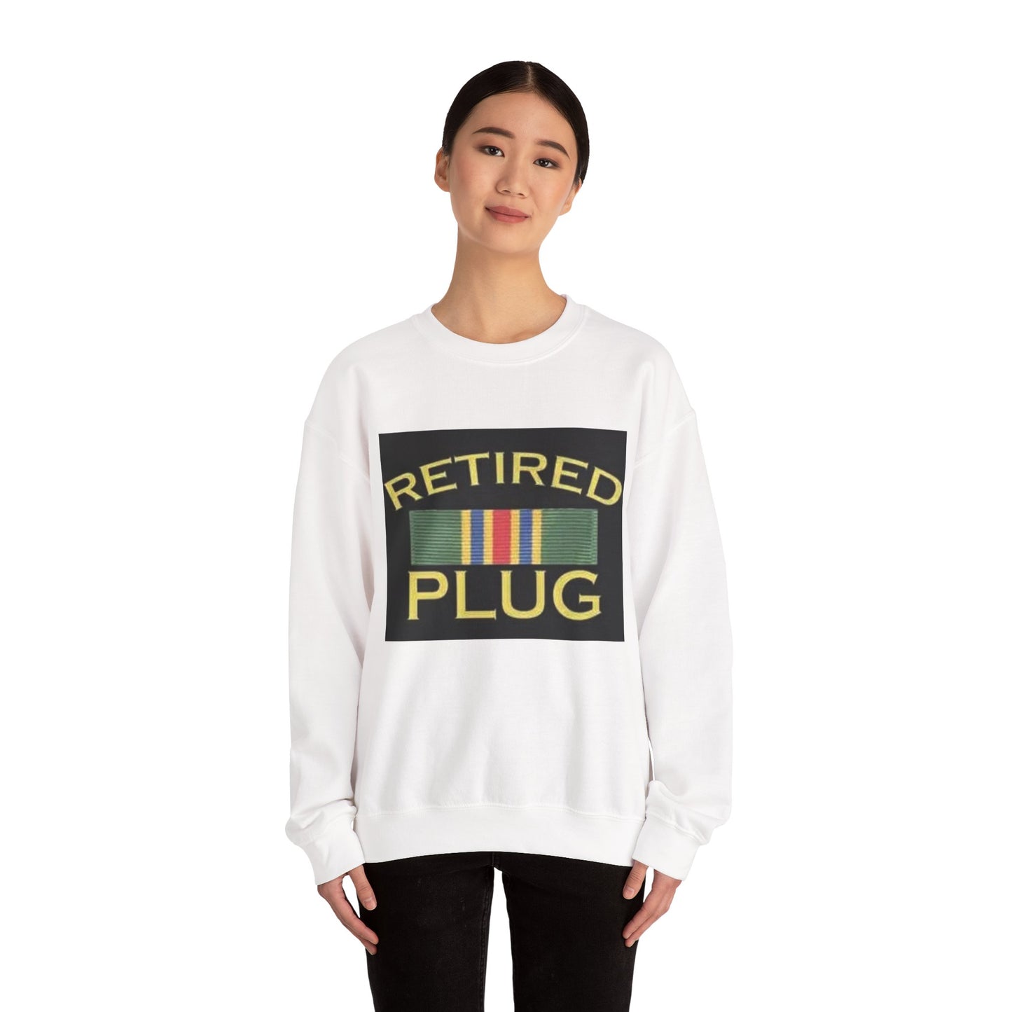 Retired Plug Sweatshirt, Unisex Crewneck, Funny Gift for Retiree, Casual Wear, Comfortable Loungewear, Gift for Veterans
