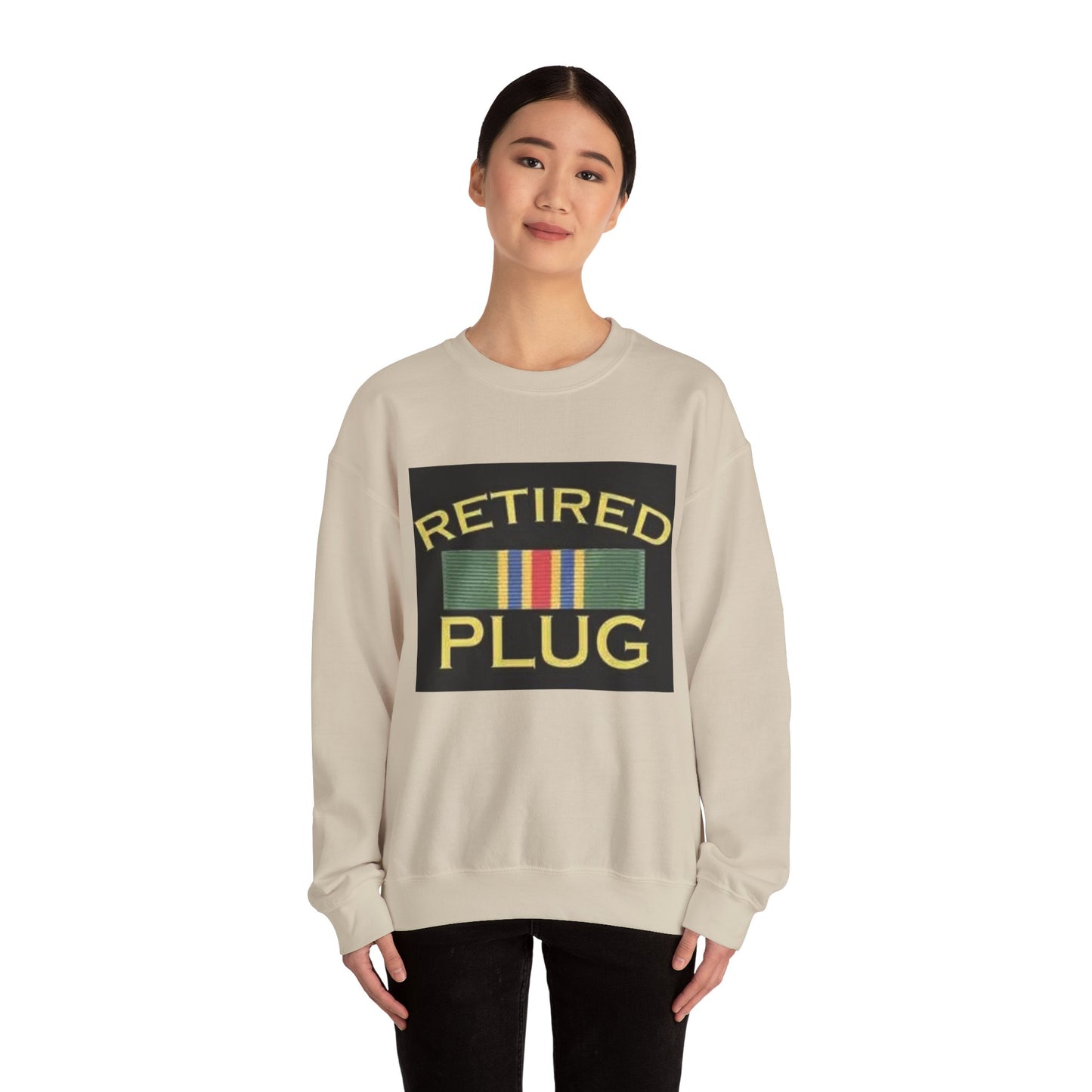 Retired Plug Sweatshirt, Unisex Crewneck, Funny Gift for Retiree, Casual Wear, Comfortable Loungewear, Gift for Veterans