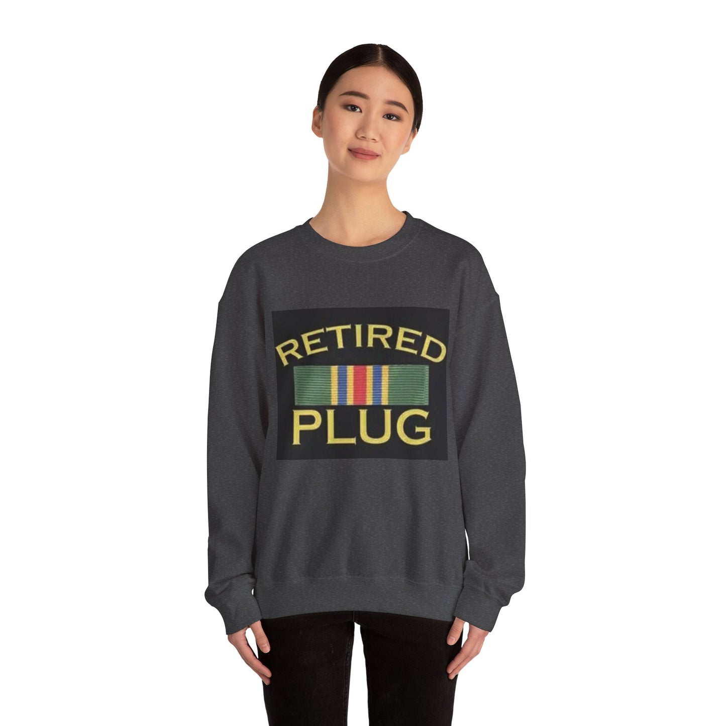 Retired Plug Sweatshirt, Unisex Crewneck, Funny Gift for Retiree, Casual Wear, Comfortable Loungewear, Gift for Veterans