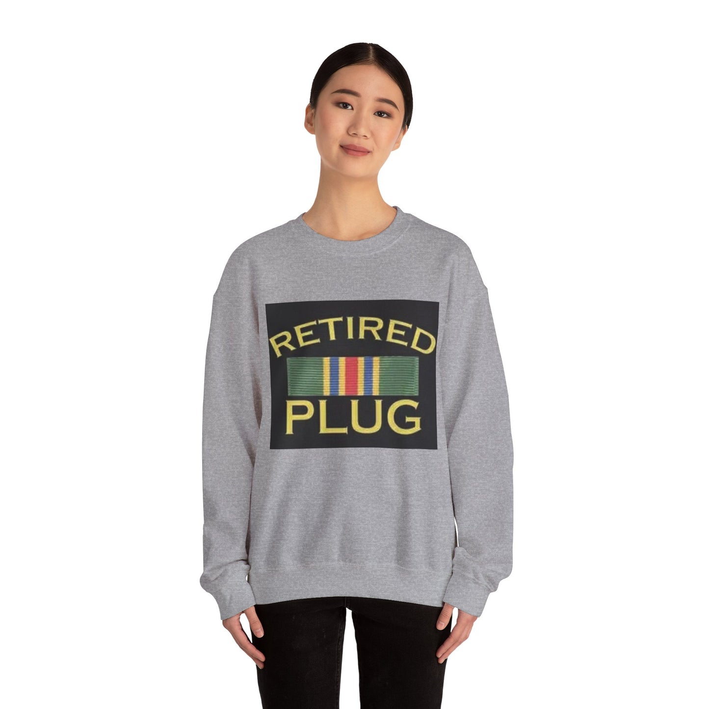 Retired Plug Sweatshirt, Unisex Crewneck, Funny Gift for Retiree, Casual Wear, Comfortable Loungewear, Gift for Veterans