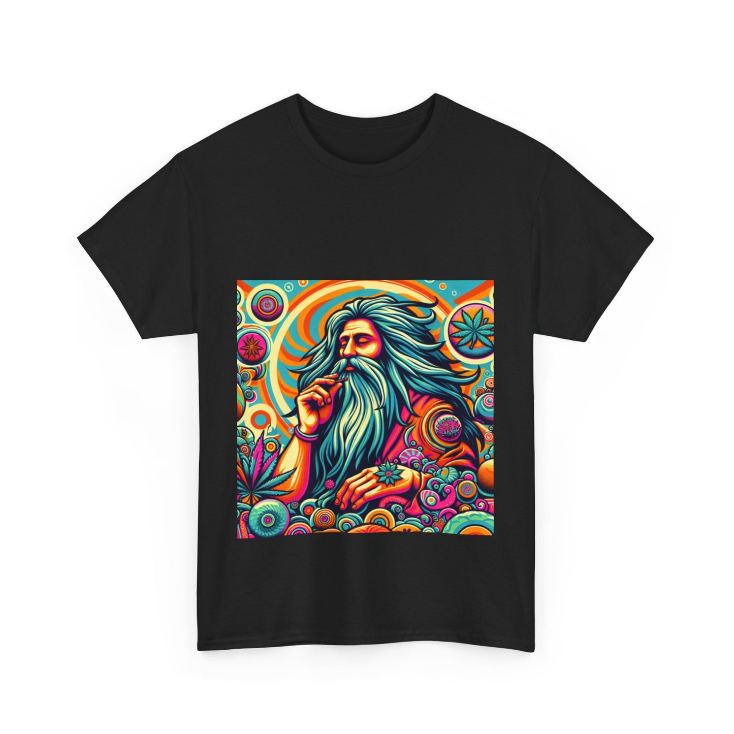 Psychedelic Sage Unisex Heavy Cotton Tee - Vibrant Cosmic Design